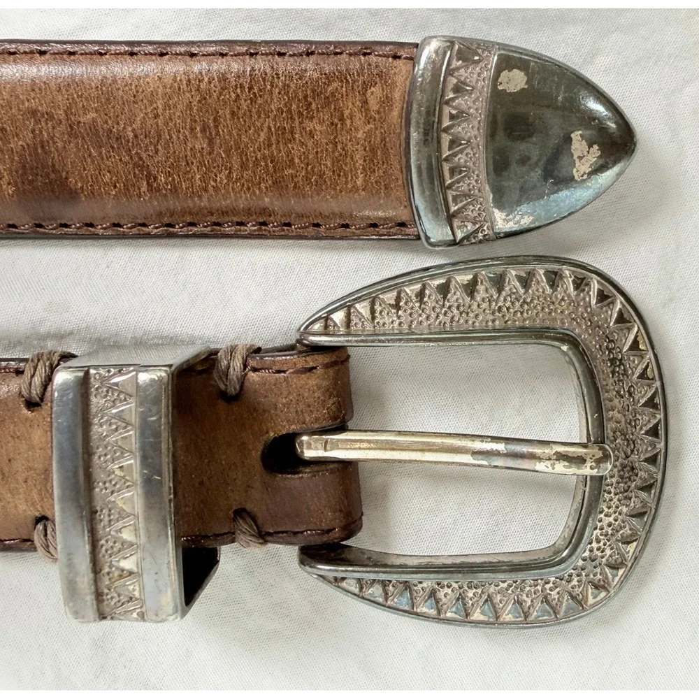 Full Grain Italian Leather Trout Fish Concho Belt Mens 36 Brown Western Fishing